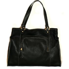 Liz Claiborne Broadway Black Leather Shoulder Tote