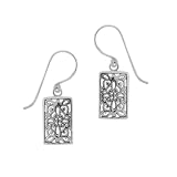 Sterling Silver Celtic Rectangle Drop Earrings