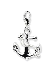 Sterling Silver 3 D Enameled Anchorwith Lobster Clasp Charm