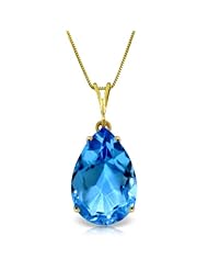 14k Solid Gold 18" Necklace with Blue Topaz pendant