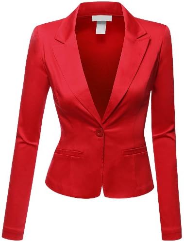 Doublju Women Comfortable Boyfriend Cropped Regular Fit Suit Jacket RED,3X