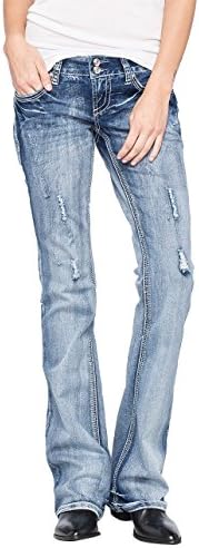 AMETHYST JEANS Destructed Womens Bootcut Jeans, Medium Blast, 1