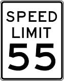 Street & Traffic Sign Wall Decals - Speed Limit Sign 55 mph - 24 inch Removable Graphic