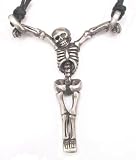 SKELETON PRISONER Chains Silver Tone PEWTER Pendant Necklace