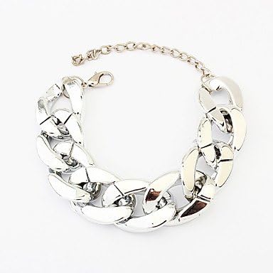 Suravitshop @@Eruner? Women's Wide Chunky Golden Chain Bracelet Silver