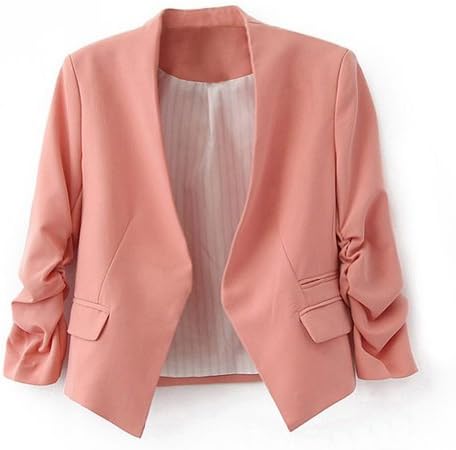 Zacoo Women's Folding Sleeve Office Blazer