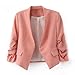 Zacoo Women's Folding Sleeve Office Blazer