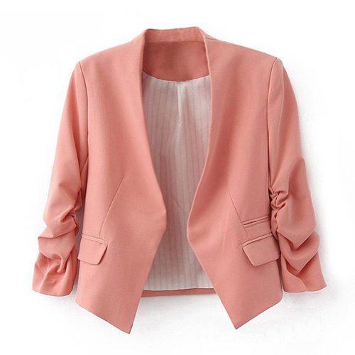 Zacoo Women's Folding Sleeve Office Blazer
