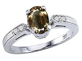 1.04 cttw Genuine Smoky Quartz and Diamond Ring - 14kt White Gold LIFETIME WARRANTY