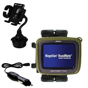 Magellan Crossover GPS 2500T Auto Cup Holder with Car Charger - Uses Gomadic TipExchange