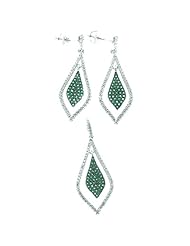 Sterling Silver Micro Pave Cubic Zirconia Earrings and Pendant Set