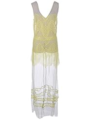 V-neck Sleeveless Sheer Lace Embroidered Maxi Dress 