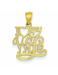 14K Gold I Love My Wife Pendant