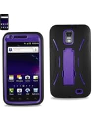 Samsung Galaxy S II Skyrocket/I727 Black/Purple Combo Silicone Case + Hard Cover + Kickstand Hybrid Case AT&T