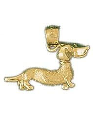 Dazzlers Solid 14 karats gold Dachsund Dog Charm Pendant Available in three colors from jewelsberry (weights: 1.6 grams only)