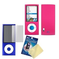 Cbus Wireless Hot Pink Silicone Case / Skin / Cover & LCD Screen Protector for Apple iPod Nano - 5th Generation