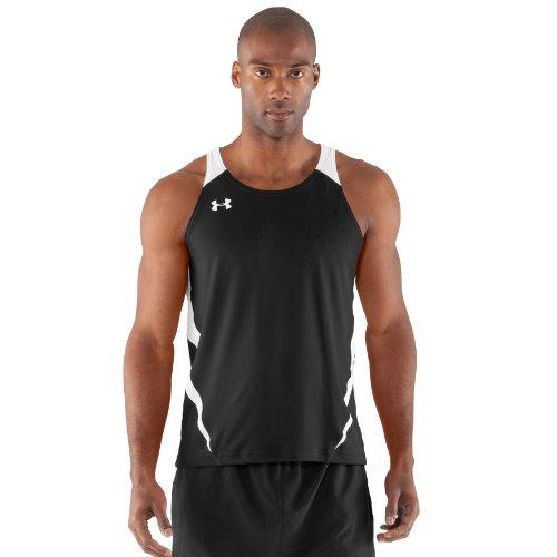 Men's UA Interval Running Singlet Tops by Under Armour Large Black