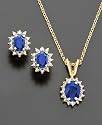 18k Gold over Sterling Silver Sapphire (2-1/5 ct. t.w.) & Diamond Accent Pendant & Earrings Set
