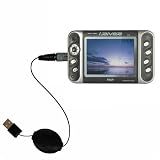 Retractable USB Cable for the iRiver PMC-100 with Power Hot Sync and Charge capabilities - Gomadic Brand w/ TipExchange Technology