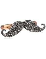 Betsey Johnson "Mysterious" Mustache Two-Finger Stretch Ring, Size 7.5"