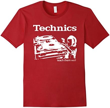 Men's Technics DJ T Shirt - Technics Teach Them Well T Shirt 2XL Cranberry