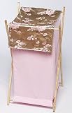 JoJo Designs Baby and Kids Clothes Laundry Hamper - Abby Rose Pink and Brown