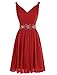 Dressystar Short V-Neck Bridesmaid Dress A-line Homecoming Party Gown Beaded Waist