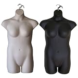 2 Flesh and Black Female Plus Size Dress Mannequin Forms