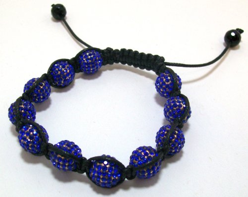 Clearance! Just Give Me Jewels Yoga Shamballa Style Macrame Bead Bracelet With Micro-Pave Blue CZ Crystal Beads