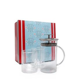 La Cafetiere Teafusion Gift Set, Stylish Teapot and Two Double Walled Glass Cups
