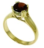 Genuine 1.1 Carat (ct, cttw, ctw) Round Garnet 14k Gold Solitaire Engagement Ring