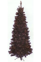 7.5' Slim Brown Moravian Pine Pre-Lit Artificial Christmas Tree -C7 Flame Lights
