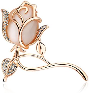 AFAF Rose Shape 18k Rose Gold Plated Austria Crystals Brooch Pin Valentine's Day Gift