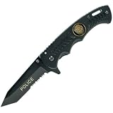 Whetstone Cutlery Spring Assist Stainless Tanto Blade Police Knife with Clip Knife, Black