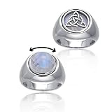 Bling Jewelry Sterling Silver Celtic Knot Triquetra Moonstone Reversible Flip Ring
