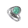 Sterling Silver Marcasite Band Reconstituted Turquoise Ring
