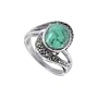 Nickel Free Sterling Silver Oval Shaped 10mm x 11mm Reconstituted Turquoise Gemstone Marcasite 3mm Band Ring Size 5, 6, 7, 8, 9, 10