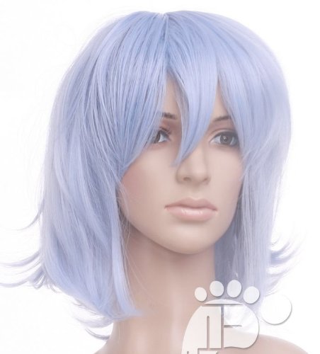 Silver Blue Shoulder Length Hair Anime Cosplay Costume Wig