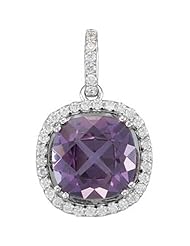14K White Gold Amethyst and Diamond Necklace -- LIFETIME WARRANTY