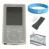 Clear Jello Silicone Skin Case for Sony walkman E-340 Series E-344 E-343 8GB 16GB + Armband + Beltclip + Screen Protector + Wristband