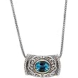 Sterling Silver and 14K Yellow Gold Swiss Blue Topaz Necklace