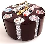 200 14 G Hi Roller Poker Chips & Wooden Carousel Set