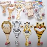 41ykXd9esiL. SL160  12 Zoo Safari Animal Paddleballs  