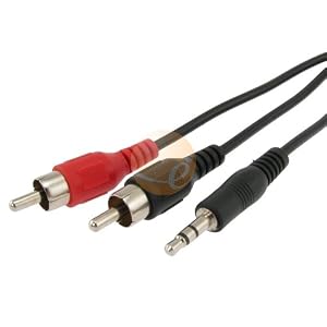 BLACK Audio Stereo Cable for Apple iPad / iPod / iPod Touch Gen2 / iPod video / iPod nano / iPod Nano Gen4 / iPod photo / iPod mini / iPod Classic / iPod Classic 120GB / Microsoft Zune