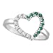 Emerald and Diamond Heart Shaped Ring in 14k White Gold (0.26ct)