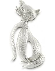 Bling Jewelry 925 Sterling Silver Sitting Cat Kitty Animal Brooch Pin
