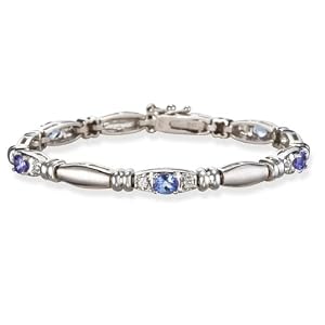 Tanzanite Bracelet in 14k White Gold with Diamonds by
