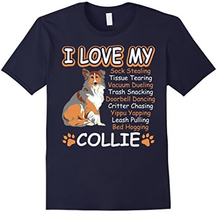 Men's I Love Collie Steal Sock Tear Tissue Dance Doorbell Tshirt XL Navy