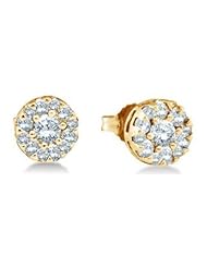 1 cttw 14k Yellow Gold Diamond Flower Stud Earrings (Real Diamonds: 1 cttw)