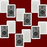 6 Pairs of New 6.5 In Wall Surround Sound HD Home Theater Rectangular Glass Fiber Speakers 6TSS6W